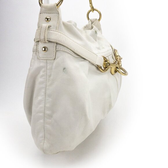 COACH Hampton White Ivory Belted/Pleated Hobo Shoulder Bag - K0693-10205 - Picture 5 of 16
